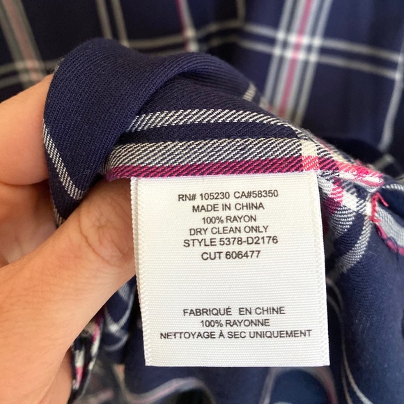 NWOT Soft Joie • Navy Plaid Collared Shirt Dress - Picture 9 of 10